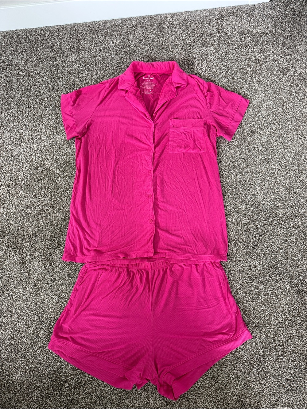 Tommy John Short-Sleeve Button PJ Set - Fuchsia